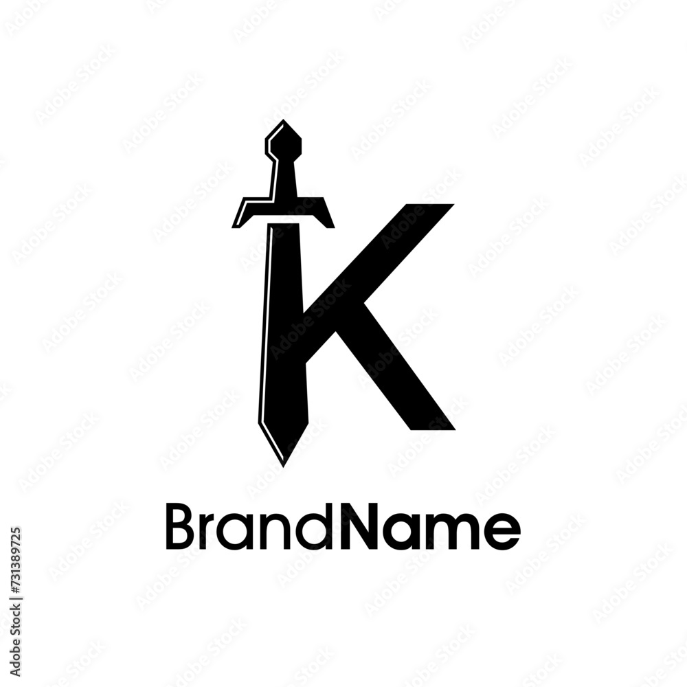 Simple, Modern and Bold Initial K Sword Logo. Simple, Modern and Bold Initial K Sword Logo.