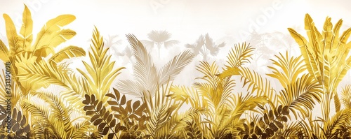 Golden Jungle Dreams Textured Faux Gold Leaf Wallpaper Illustration for Arts, Crafts and Home Decor
