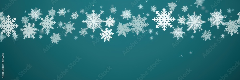 Teal christmas card with white snowflakes vector illustration