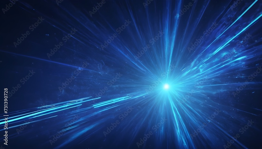 Fototapeta premium Abstract blue background with neon rays, flashes of light, faces, lines. Cosmic abstract background of the substrate.