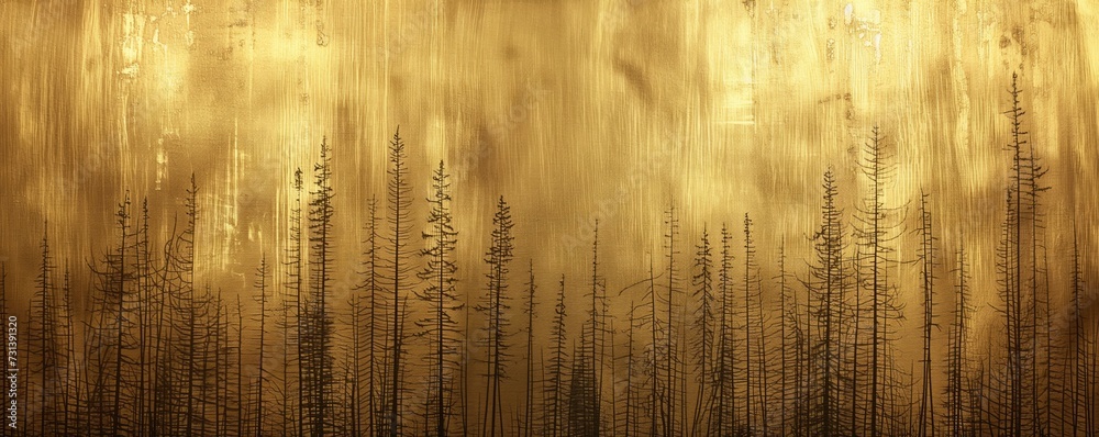 Obraz premium Golden Jungle Fusion Artistic Wallpaper with Real Jungle Imagery and Faux Gold Leaf Texture for Creative Arts and Home Decor