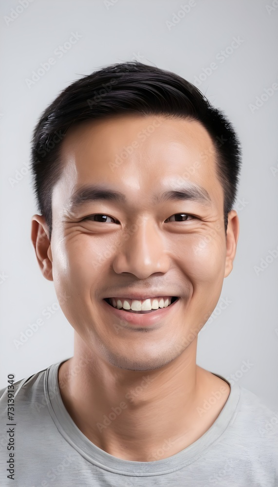 Closeup portrait of happy asian man face, isolated on white background with copy space. Closeup portrait of happy asian man face, isolated on white background with copy space.