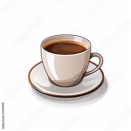 Illustration of coffee cup on minimalist white background.