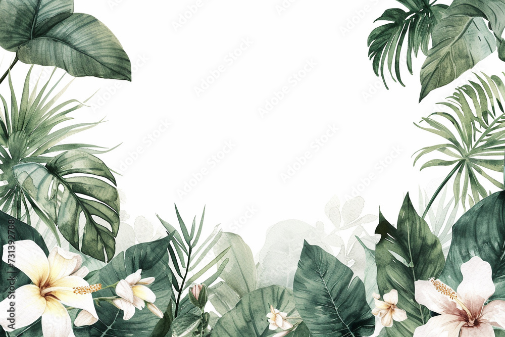 Fototapeta premium frame with tropical flowers