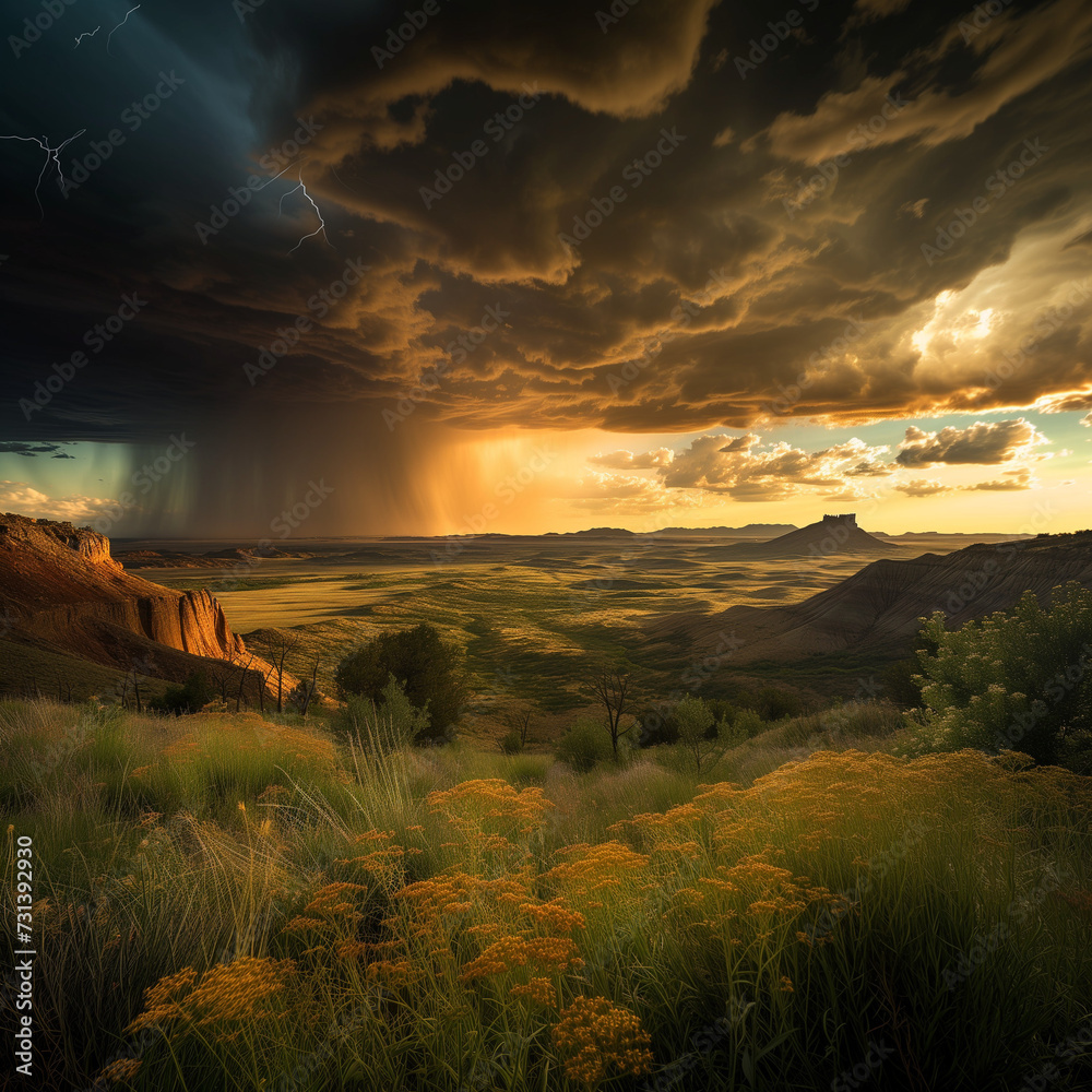 Dramatic Thunderstorm Over Lush Countryside Landscape Dramatic Thunderstorm Over Lush Countryside Landscape