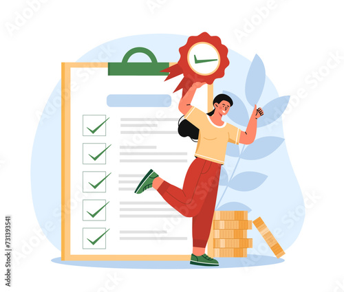 Woman with perfectly done tasks vector