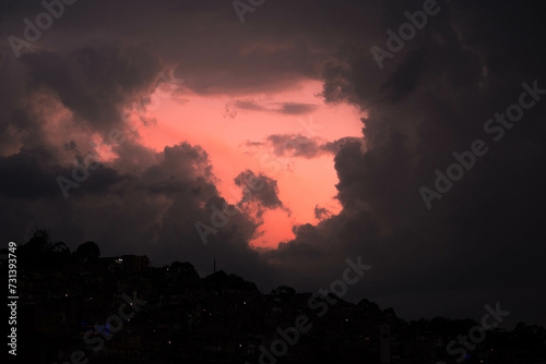 Orange Sunset background with different textures and colors in the clouds.