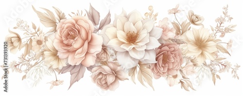 Enchanting Floral Arch Illustration Elegant Metal with Soft Pink and White Blooms Design