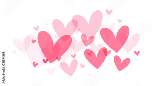 gentle spread of hearts in soft pink hues against a white background