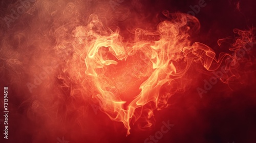 Smoke heart on red background, valentine's day background