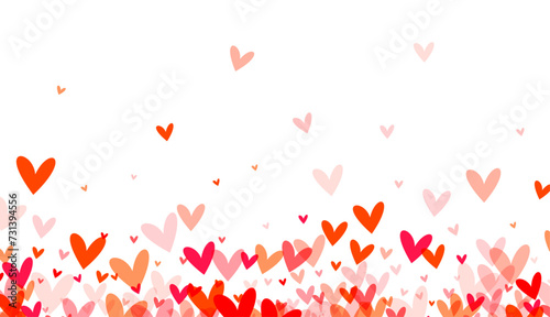 vibrant rise of hearts in varying shades of pink and red from the bottom © Vjom