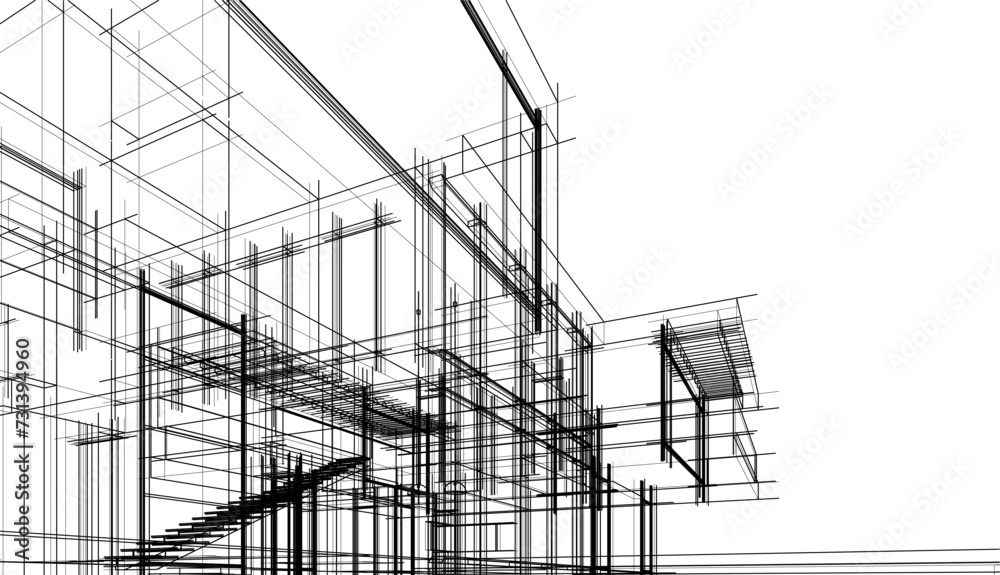 house building sketch architecture 3d illustration