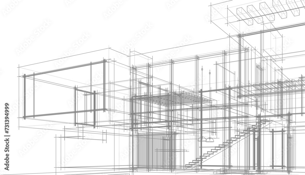 house building sketch architecture 3d illustration