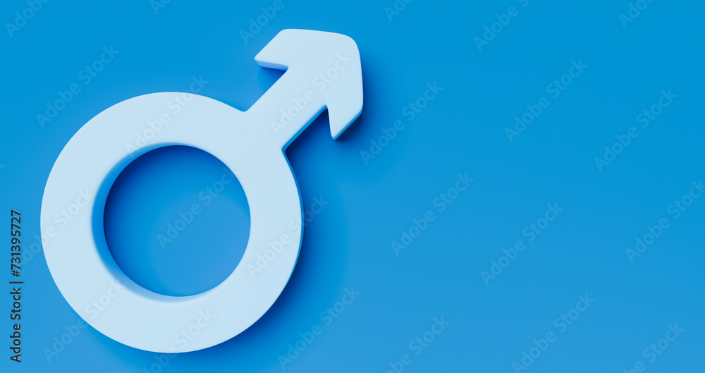 3d illustration of man symbol on blue surface, masculinity and heterosexuality theme 3d illustration of man symbol on blue surface, masculinity and heterosexuality theme