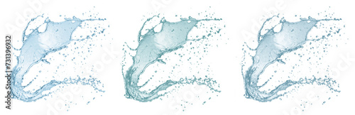 water splash with curved flow in 3 different shades