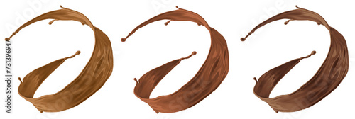 chocolate jet with curved flow in 3 different shades