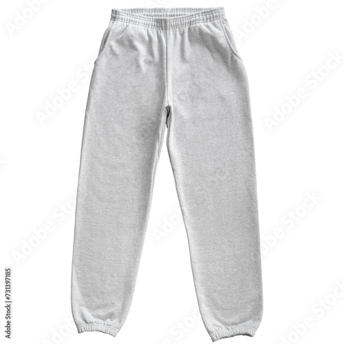 Blank Sweatpants Color Heather Grey Front View Template Mockup on Transparent Background
