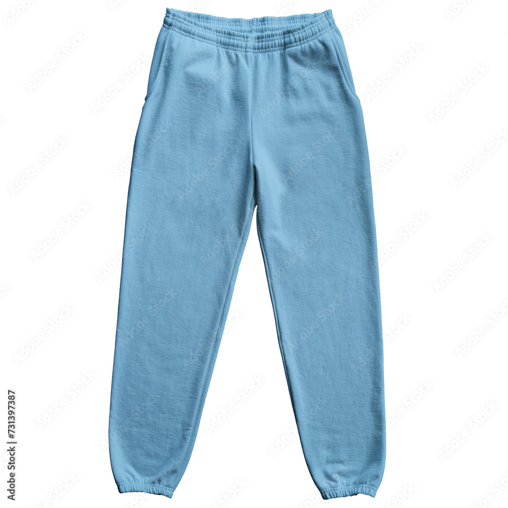 Blank Sweatpants Color Light Blue Front View Template Mockup on Transparent Background Blank Sweatpants Color Light Blue Front View Template Mockup on Transparent Background