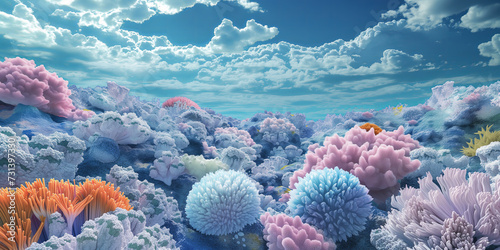 Ethereal Extraterrestrial Vegetation Landscape Under Cloud-Filled Sky © JLabrador