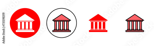 Bank icon set illustration. Bank sign and symbol, museum, university