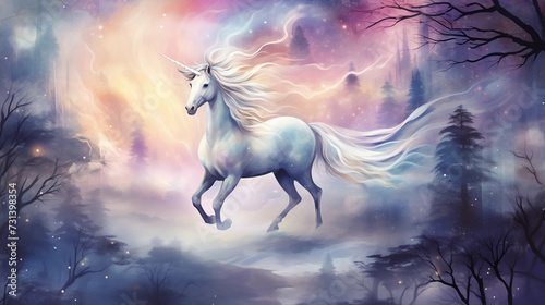 Enchanting Unicorn in a Mystical Twilight Forest