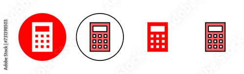 Calculator icon set illustration. Accounting calculator sign and symbol.