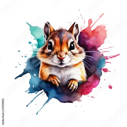 Chipmunk Watercolor Painting,cute animal, wildlife, colorful , vibrant, home decor, wall art, art print, digital art,Illustration Isolated on Transparent Background © peerasak