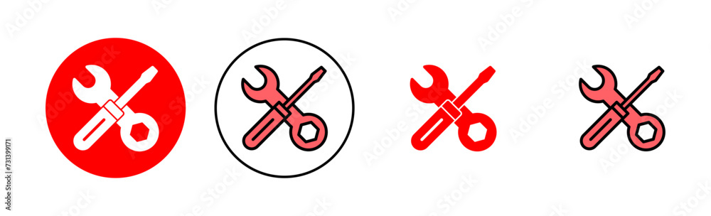 Repair tools icon set illustration. tool sign and symbol. setting icon. Wrench and screwdriver. Service Repair tools icon set illustration. tool sign and symbol. setting icon. Wrench and screwdriver. Service