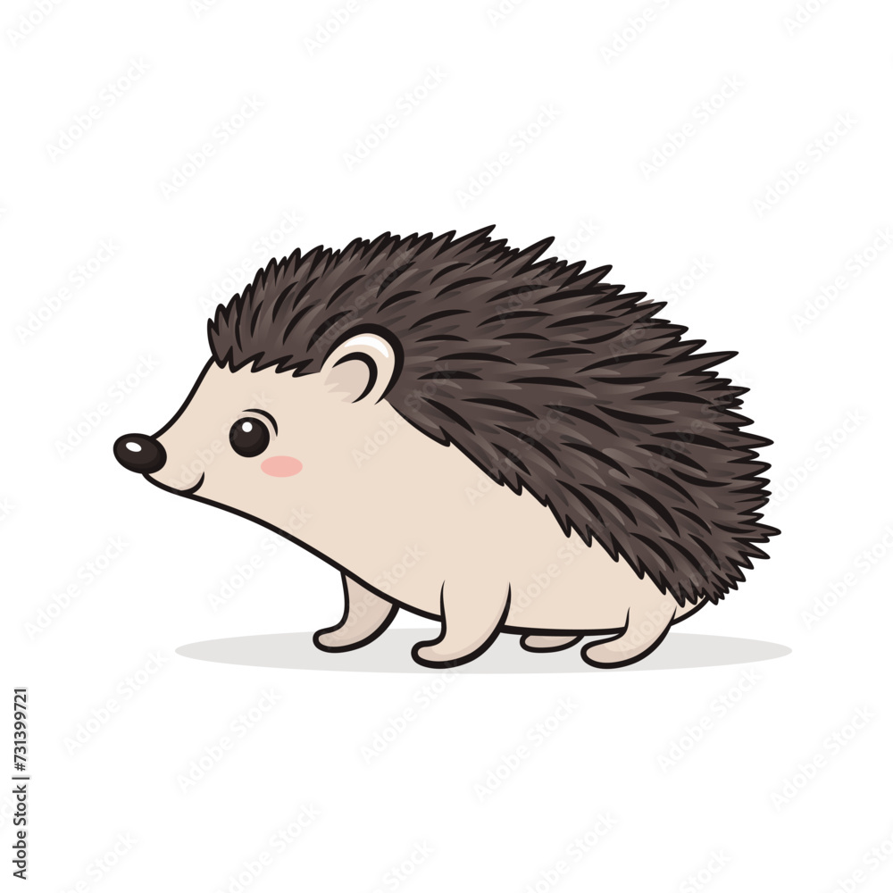 Flat Vector Cute Hedgehog. Little Hedgehog Icon. Adorable Walking Hedgehog Cartoon Character Isolated on White Background, Side View Flat Vector Cute Hedgehog. Little Hedgehog Icon. Adorable Walking Hedgehog Cartoon Character Isolated on White Background, Side View