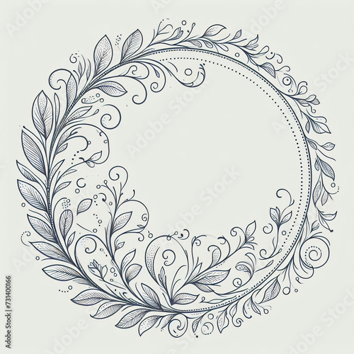 vintage floral frame design green intricate leaf patterns ornate decoration nature art plant swirls beauty style drawing graphic
