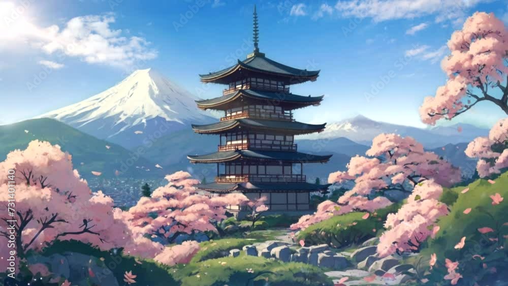 japanese temple in spring blossom cherry sakura 