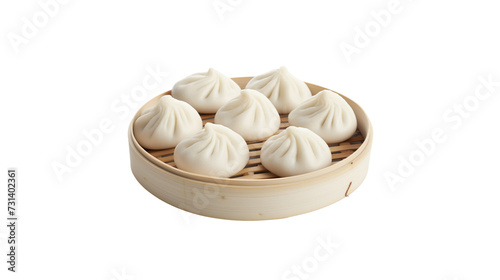 Close-up of steamed buns in a plate