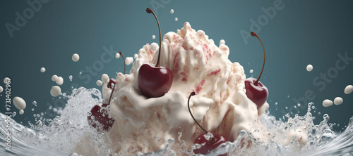 splash of cherry ice cream, fruit 35
