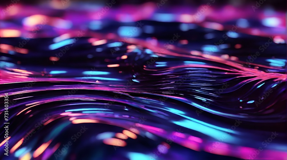 サイバーパンクな背景、液体にネオン照明が反射している｜Cyberpunk background with neon lighting reflecting in liquid. Generative AI - obrazy, fototapety, plakaty 