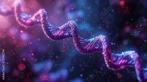 Colorful Background with human dna spiral in violet and blue colors. vibrant illustration