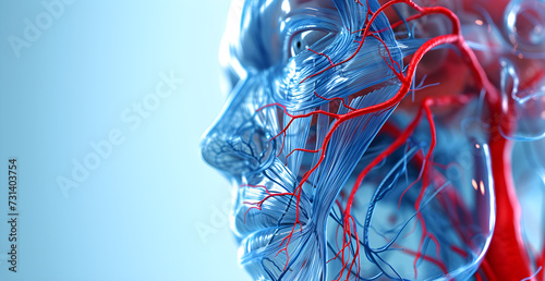 3d illustration of human body anatomy of the circulatory system with veins and arteries