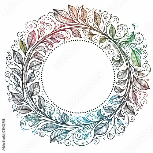 vintage floral frame design multicolor intricate leaf patterns ornate decoration nature art plant swirls beauty style drawing graphic