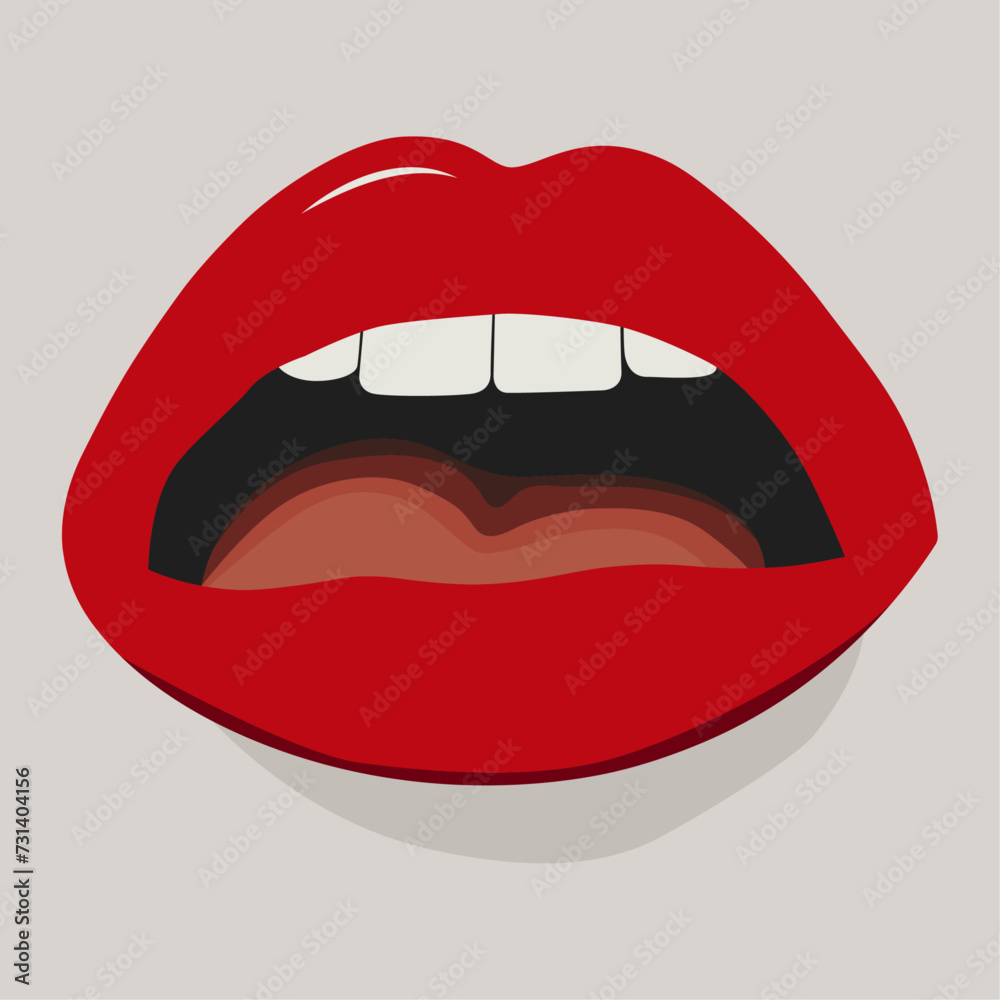 Illustration of a red lips with visible teeth and tongue