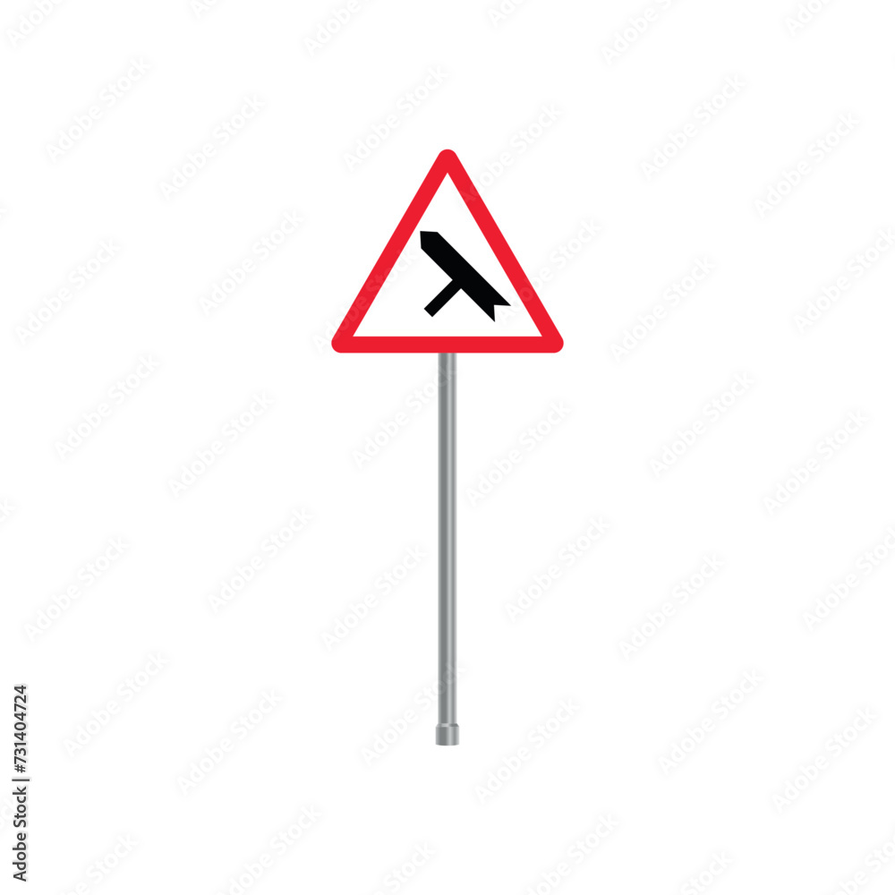 Left Intersection Diagonal Merge Sign Stand vector Left Intersection Diagonal Merge Sign Stand vector
