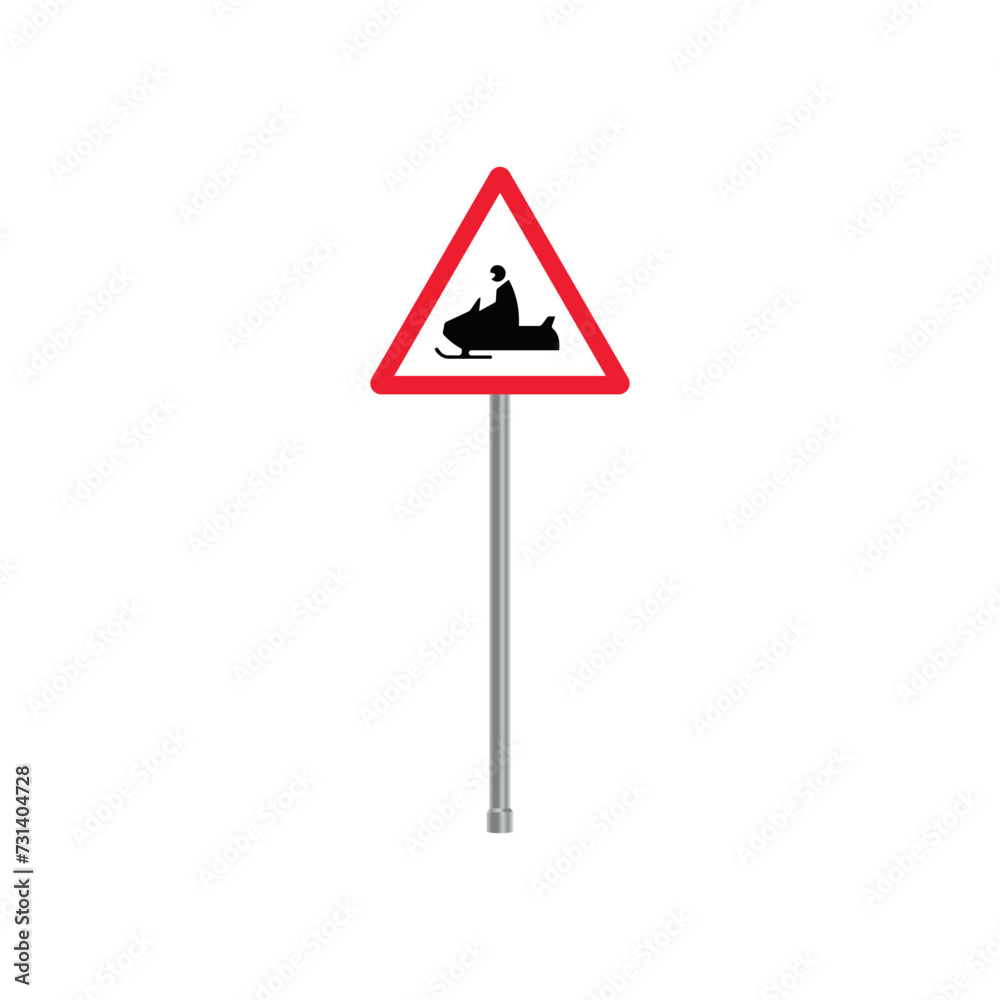 Snowplow Ahead Traffic Sign Stand Vector Snowplow Ahead Traffic Sign Stand Vector