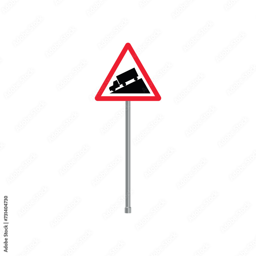 Truck Downhill Traffic Sign Vector