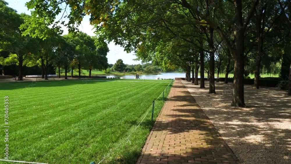Lake and Meadows in Park of Chicago Botanical Garden, Glencoe IL USA Lake and Meadows in Park of Chicago Botanical Garden, Glencoe IL USA