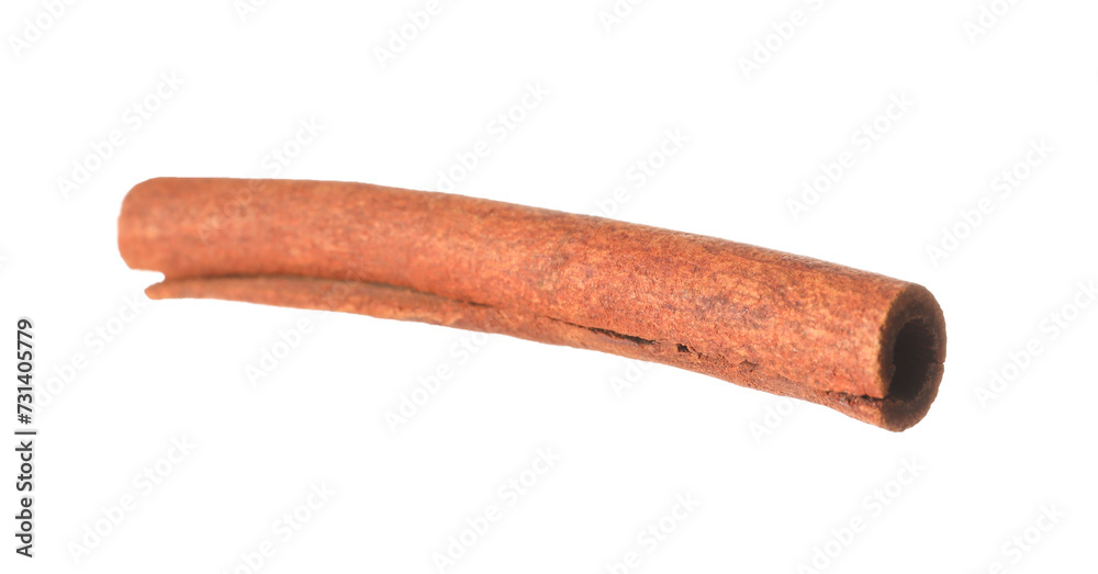 One aromatic cinnamon stick isolated on white One aromatic cinnamon stick isolated on white