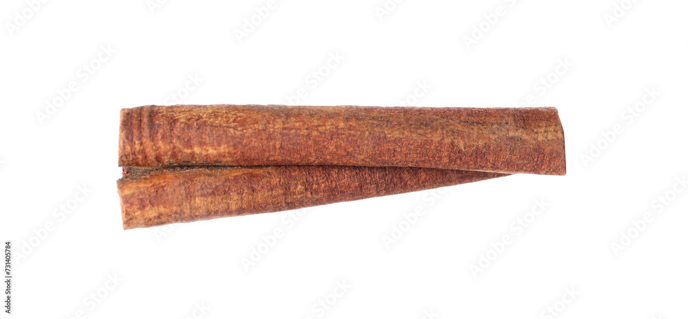 One aromatic cinnamon stick isolated on white One aromatic cinnamon stick isolated on white