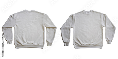 Blank Long Sleeve Sweatshirt Crewneck Color Slate Grey Template Mockup Front and Back View on Transparent Background photo