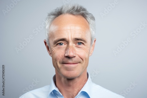 Handsome middle-aged man with grey hair. Studio shot.
