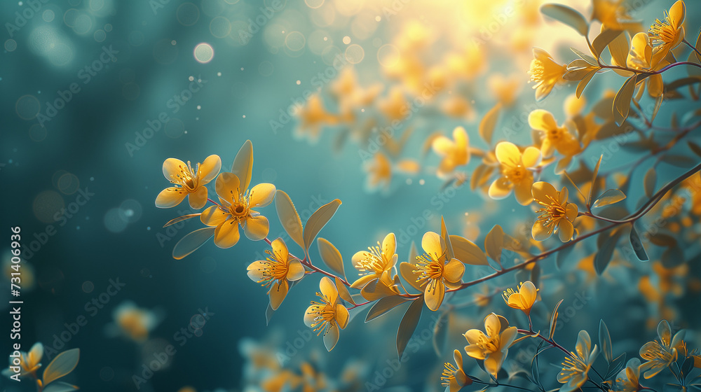 yellow spring flowers on the tree, blooming flowers on the tree, Spring background