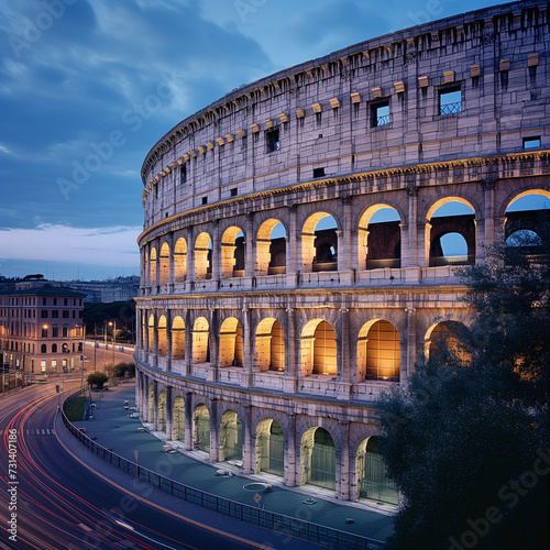 Twilight at the Colosseum in Rome  Italy - Historical Landmark