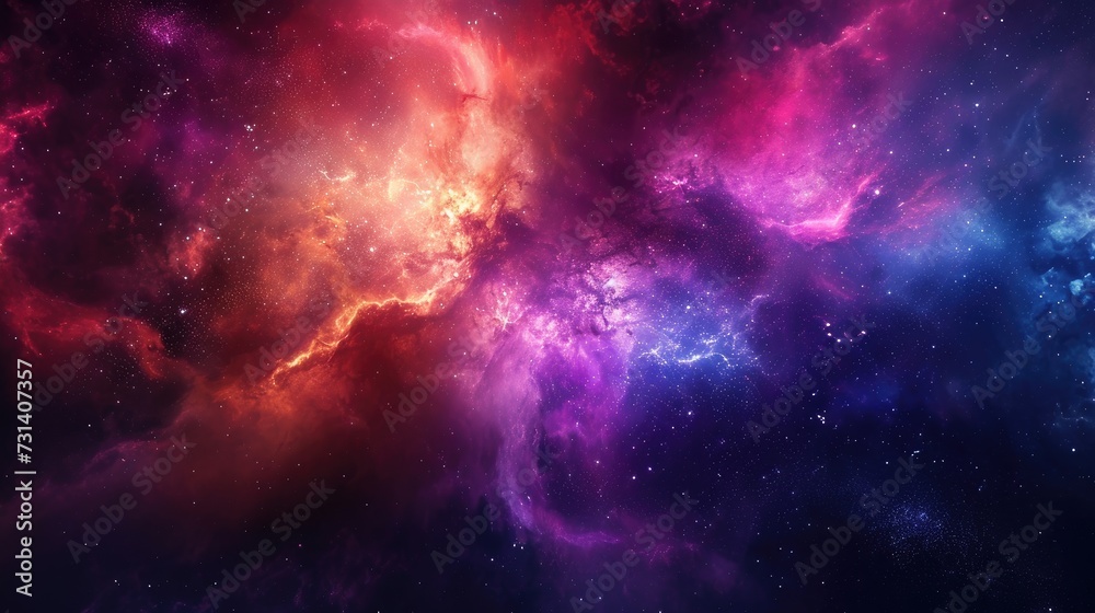 A stunning view of a colorful space galaxy cloud nebula, captivating cosmic beauty. Ai Generated