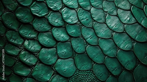 Lush green leather, textured with the allure of reptilian scales, creates captivating sophistication, Ai Generated.